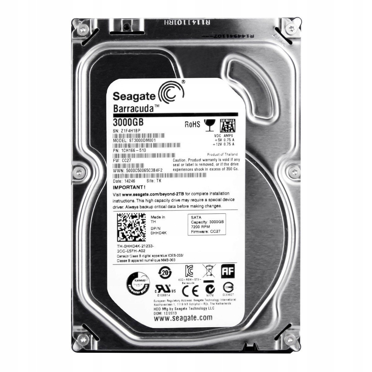 Dell 0HHD4K 3TB 7.2K Sata III 3.5'' ST3000DM001