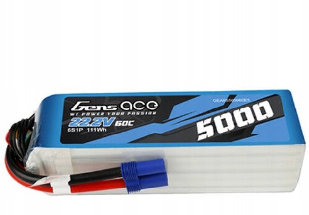 5000mAh 22.2V 60C Gens Ace 6S LiPo Rc zástrčkouEC5