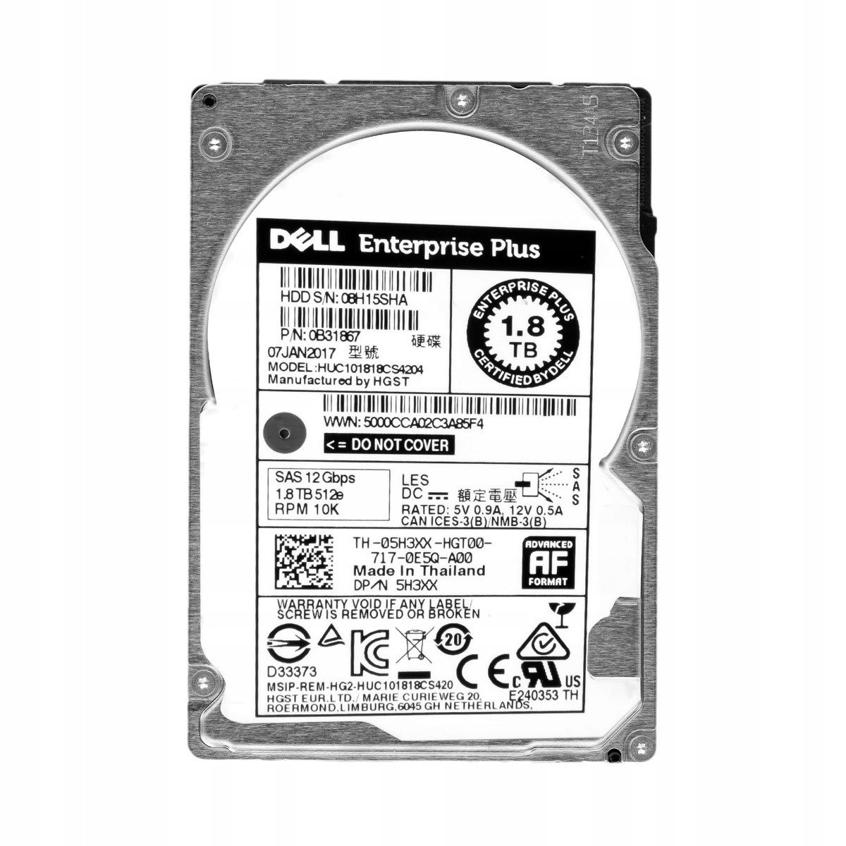 Dell 05H3XX 1.8TB 10K SAS-3 2.5'' HUC101818CS4204