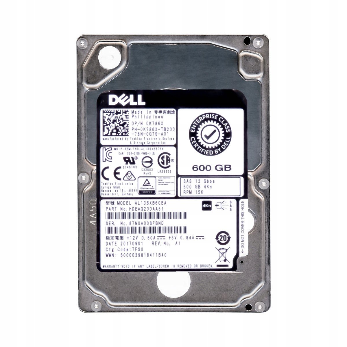 Dell 0K786X 600GB 15K 128MB SAS-3 2.5' AL13SXB60EA