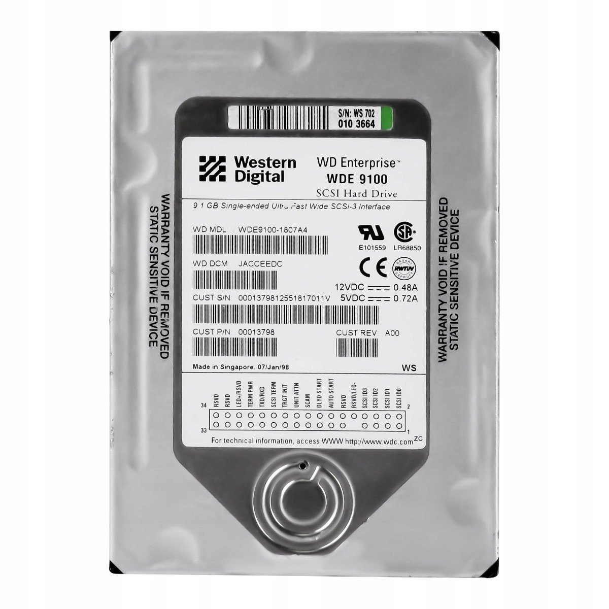 Wd Enterprise 9,1GB 7,2K Scsi 3,5'' WDE9100-1807A4