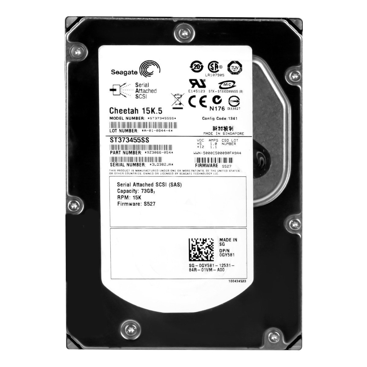 Dell 0GY581 73GB 15K 16MB Sas 3.5'' ST373455SS
