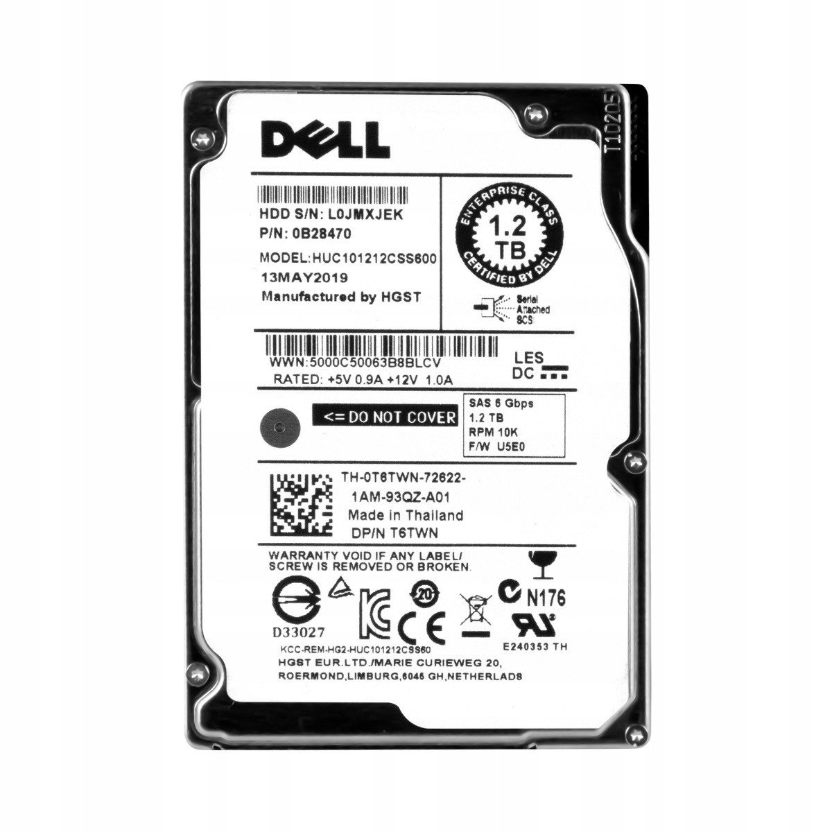 Dell 0T6TWN 1.2TB 10K SAS-2 2.5'' HUC101212CSS600