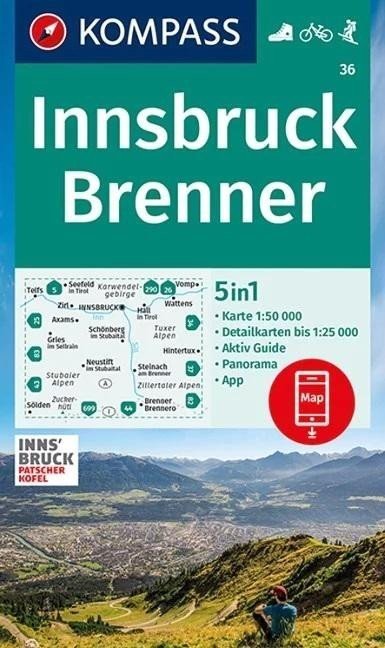 Innsbruck, Brenner 1:50 000 / turistická mapa KOMPASS 36