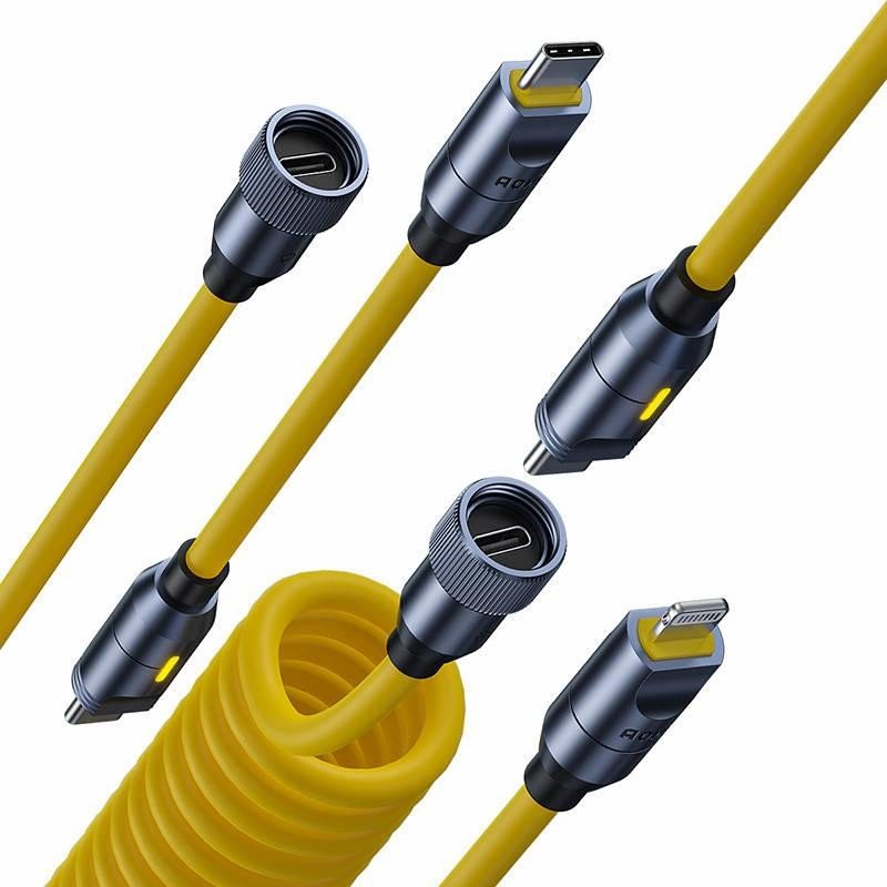 Sada magnetických kabelů USB-C na Lightning, USB-C na USB-C AOHI AOC-L011, 240W, 2,4 m (žlutá)