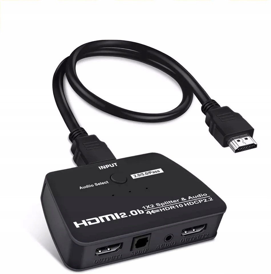 Splitter Hdmi 1x2 Hdcp 2.2 Ekstraktor Audio 4K/60