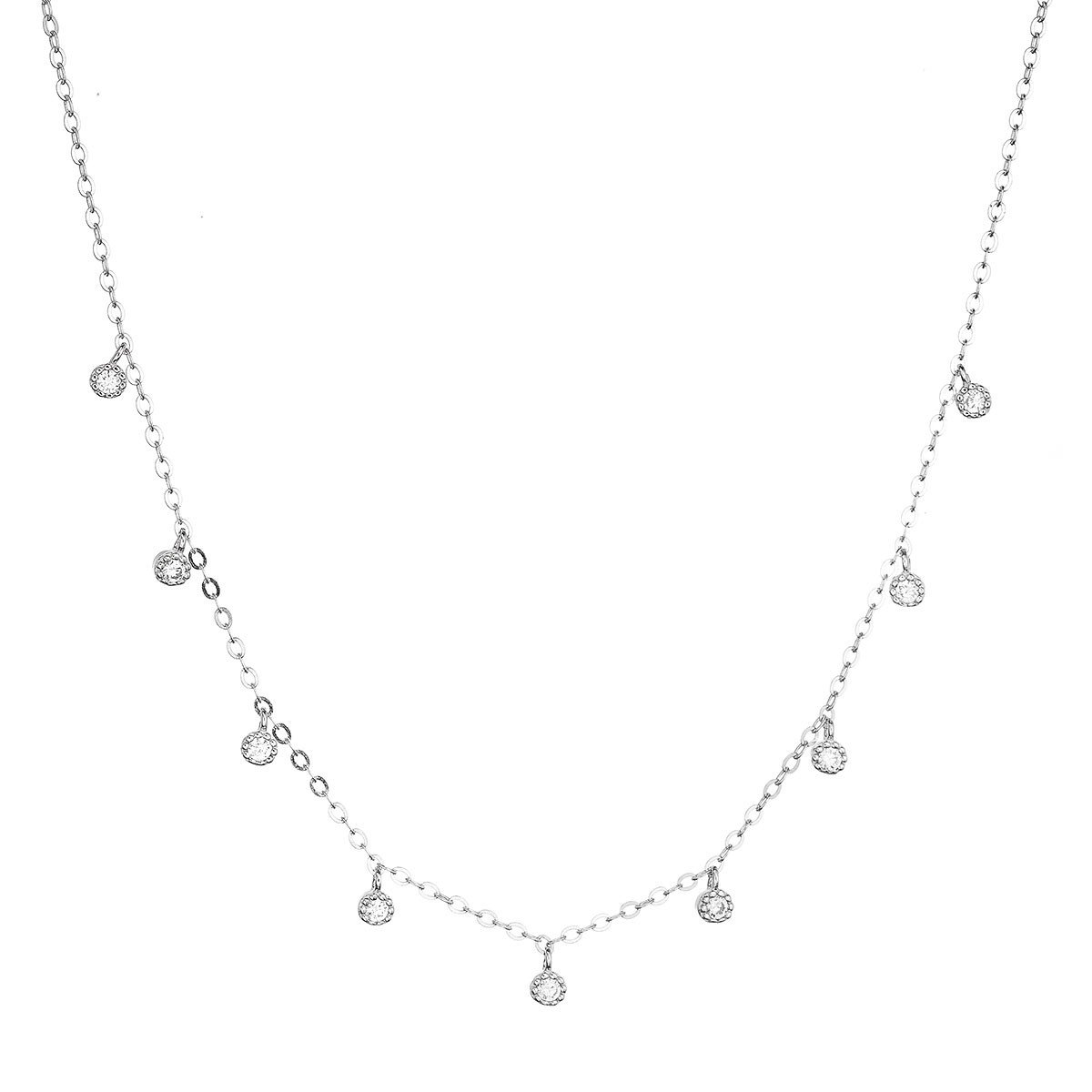 Evolution Group Stříbrný náhrdelník s 9 malými kulatými zirkónky 12056.1. crystal