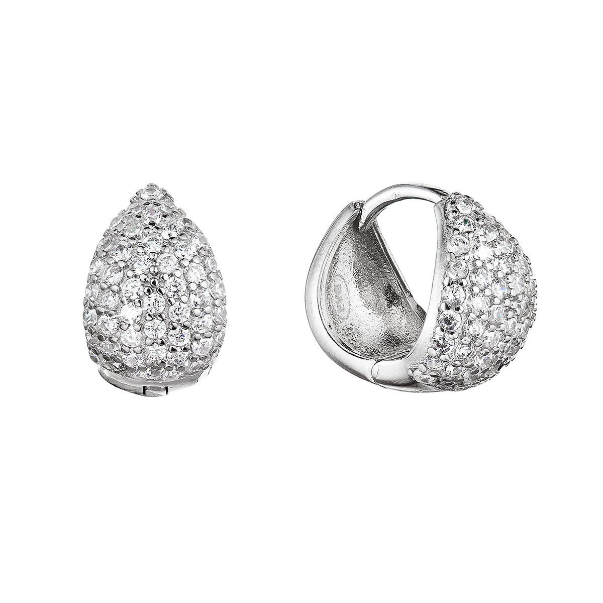 Evolution Group Stříbrné náušnice bohatě osázené zirkony ve tvaru kapky 11425.1