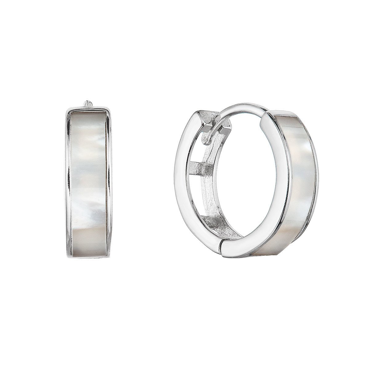 Evolution Group Stříbrné náušnice kruhy s perletí 11428.1 perleť