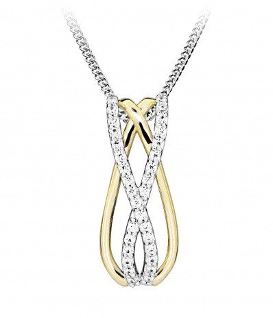 Silver Cat Propracovaný stříbrný náhrdelník se zirkony SC507 (řetízek, přívěsek)