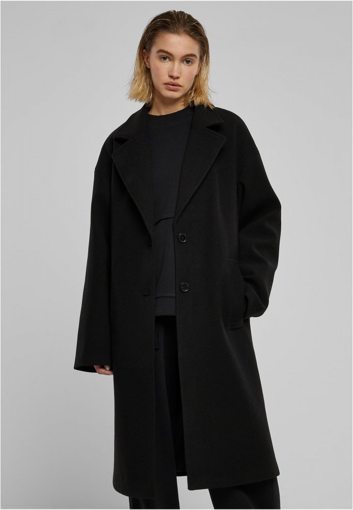 Ladies Oversized Long Coat - black 3XL