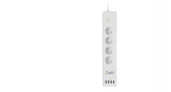 Prodlužovací přívod Smart GETI GSS04, 4 zásuvky, 4x USB, Tuya