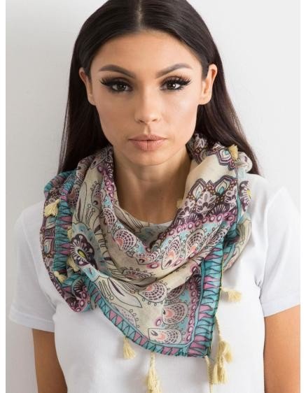 Světle žlutý šátek s etnickým vzorem