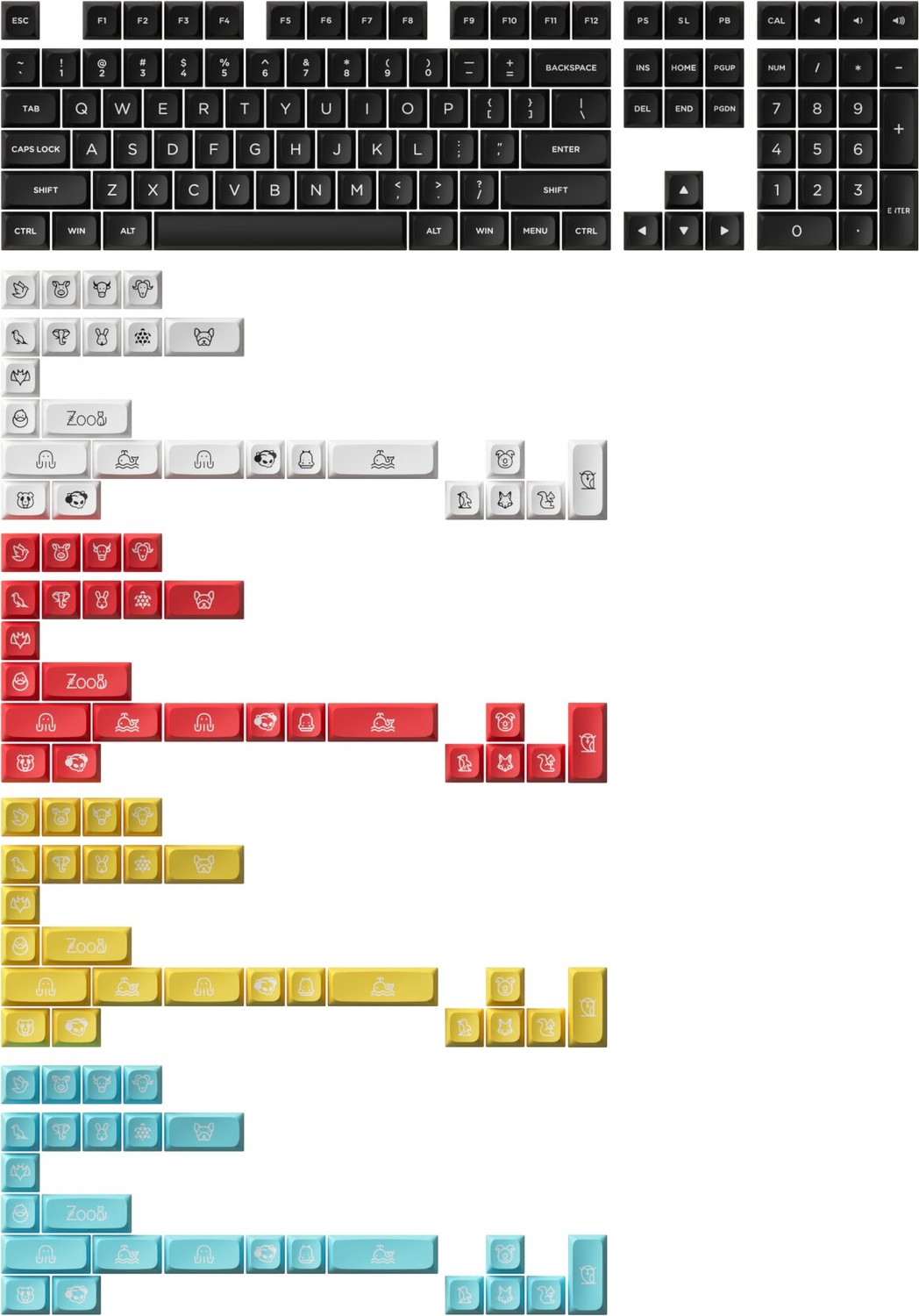 Akko WOB Building Blocks, 282 kláves, MDA, černé/bílé/červené/modré/žluté - 06925758623186