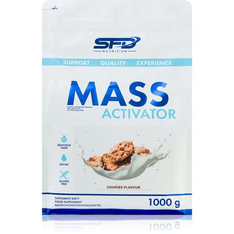 SFD Nutrition Mass Activator podpora tvorby svalové hmoty příchuť Cookies 1000 g