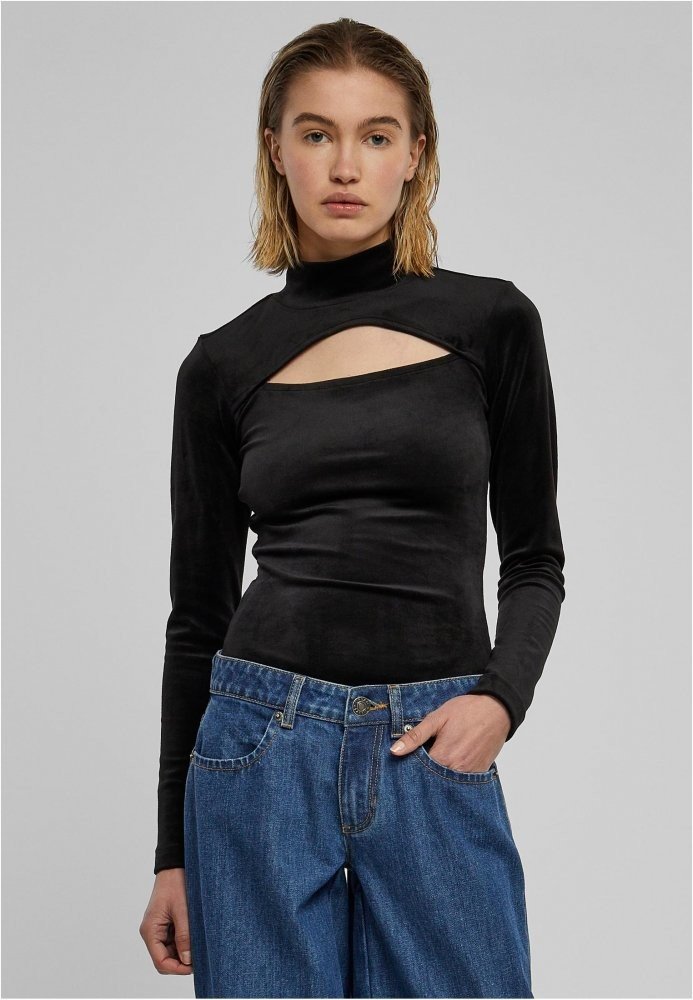 Ladies Velvet Cut-Out Turtleneck Body M