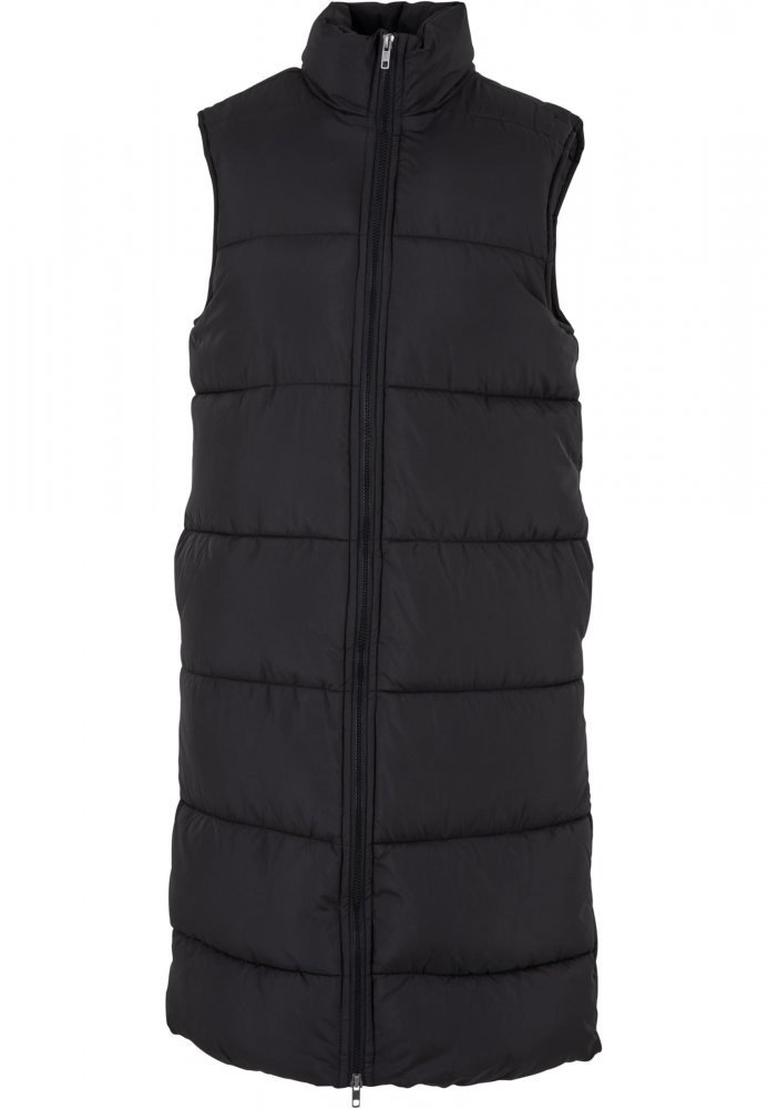 Ladies Long Puffer Vest - black S