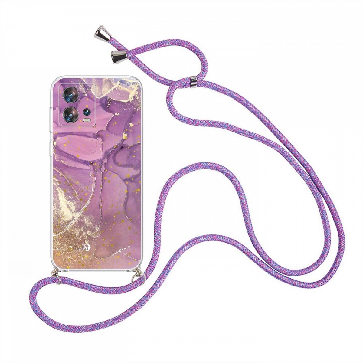 Kryt TopQ Motorola Edge 30 Fusion Marble fialový se šňůrkou 98550