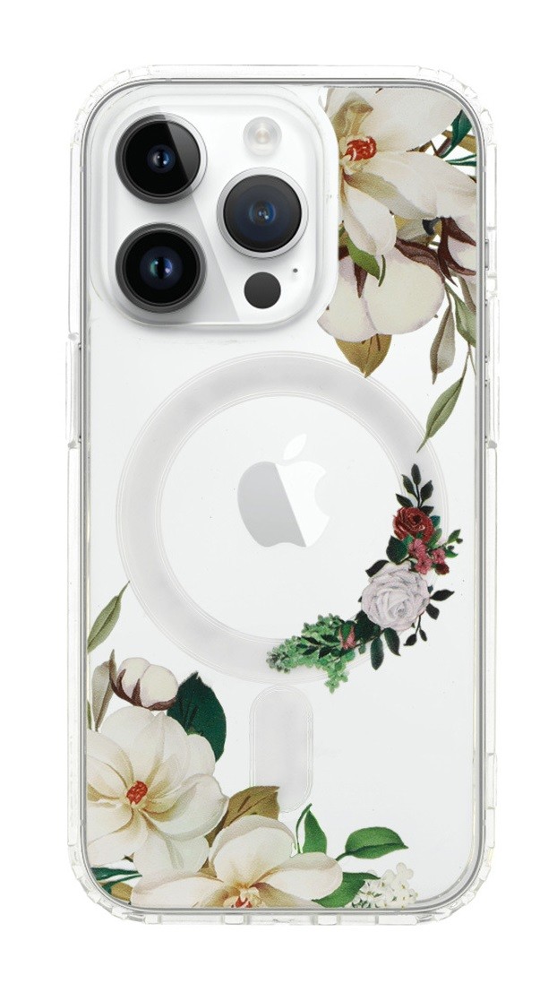 Kryt Tel Protect Flower iPhone 14 Pro MagSafe s bílými květy 98529