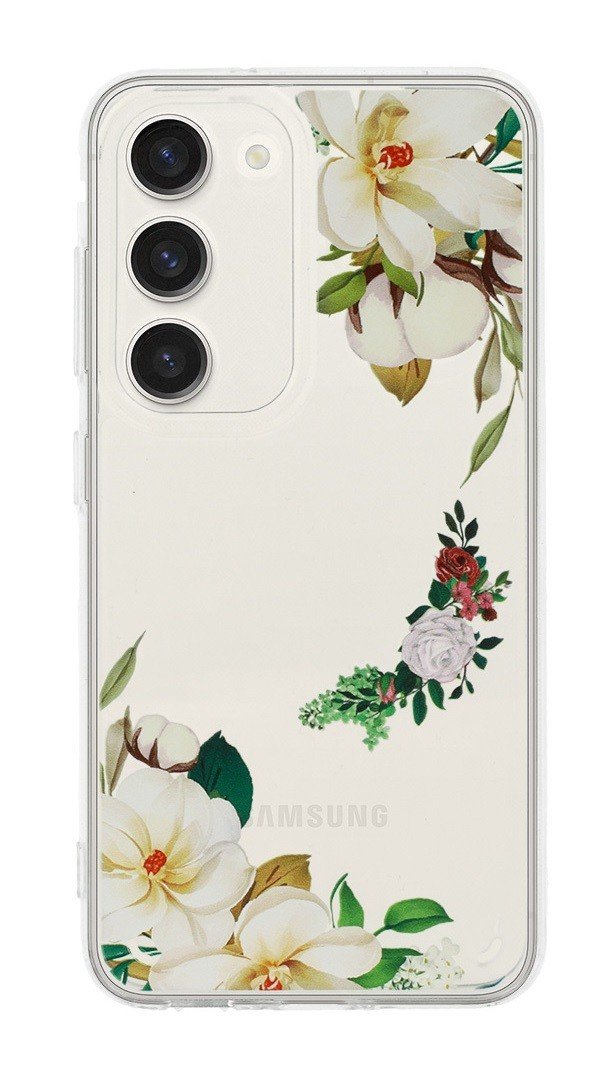 Kryt Tel Protect Flower Samsung S23 s bílými květy 98479