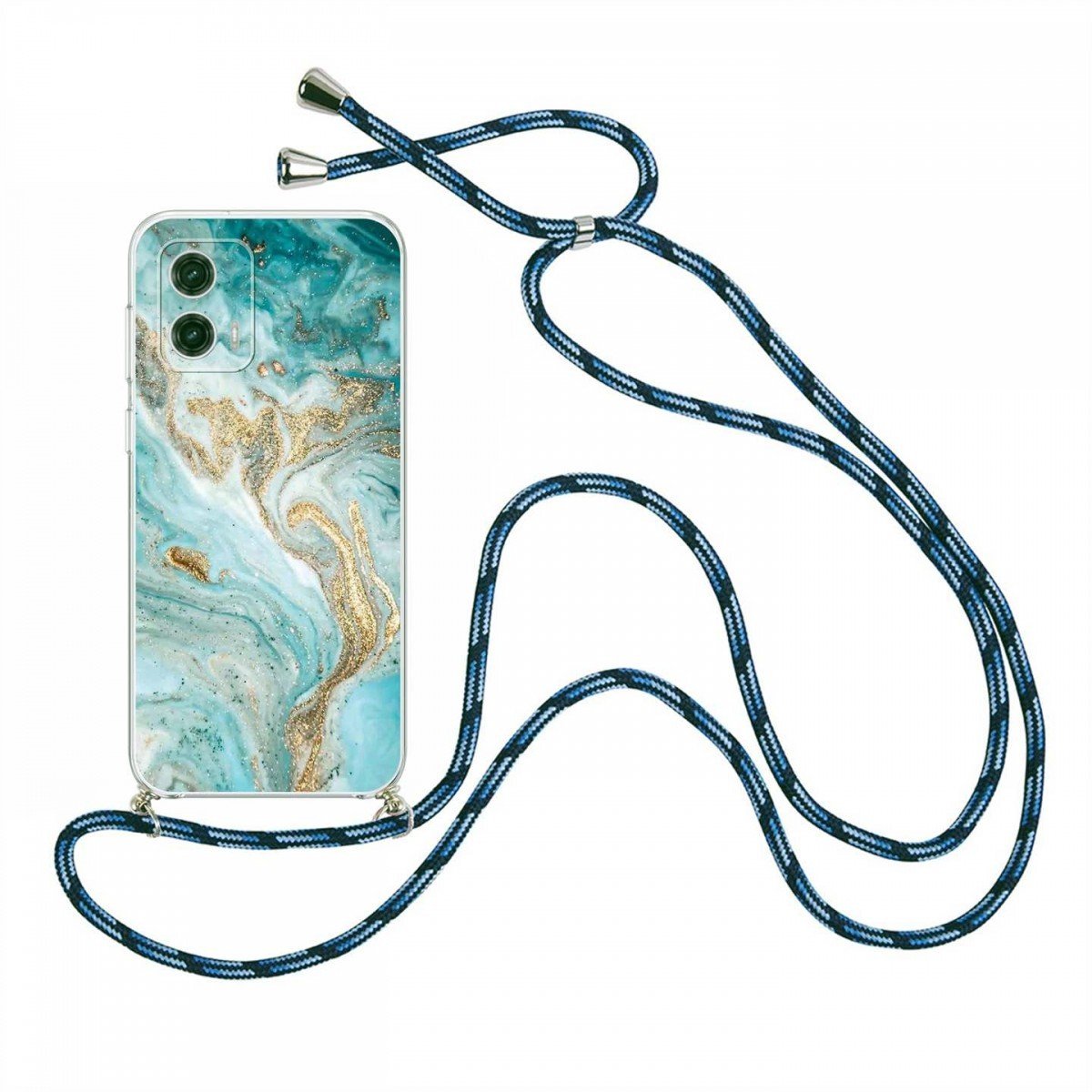 Kryt TopQ Motorola Moto G73 Marble tyrkysový se šňůrkou 98465