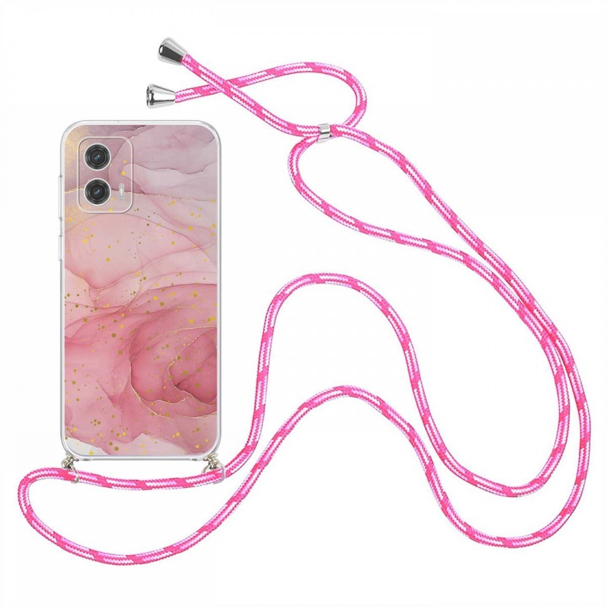 Kryt TopQ Motorola Moto G73 Marble růžový se šňůrkou 98462