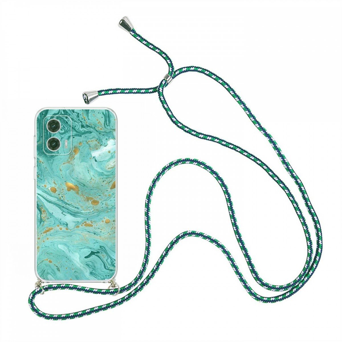 Kryt TopQ Motorola Moto G73 Marble zelený se šňůrkou 98459