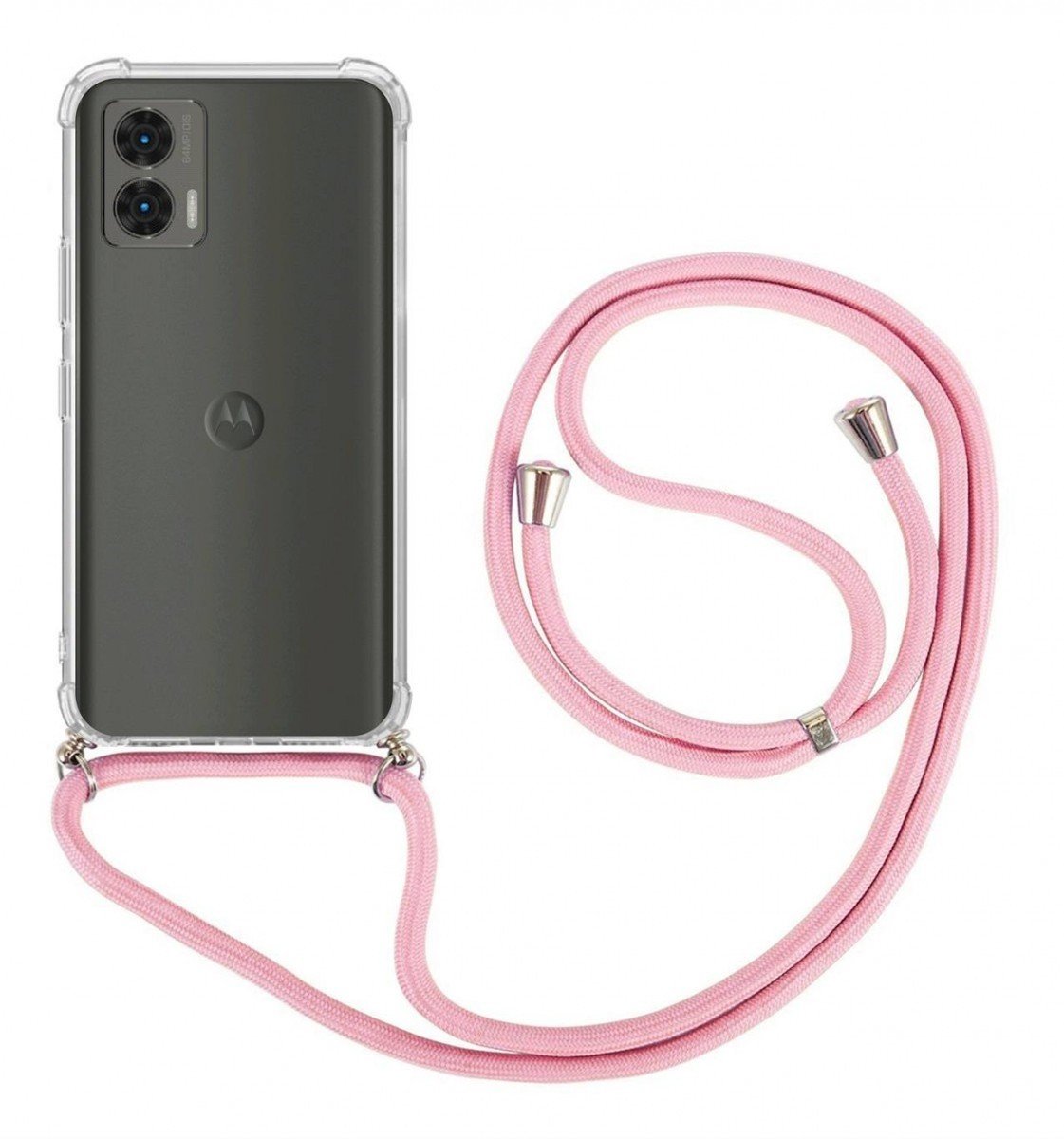 Kryt TopQ Motorola Moto G73 s růžovou šňůrkou průhledný 98166
