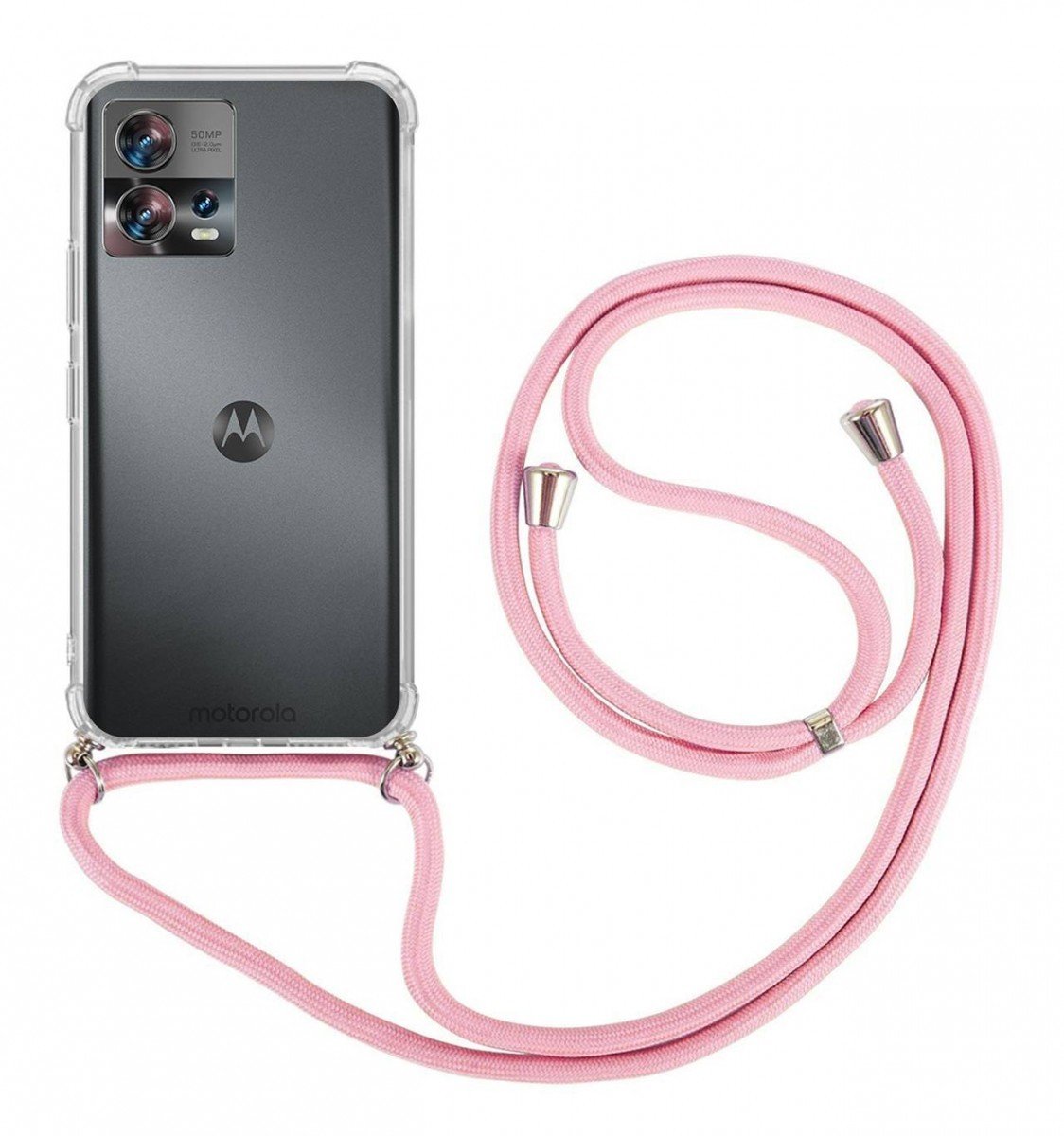 Kryt TopQ Motorola Edge 30 Fusion s růžovou šňůrkou průhledný 97922