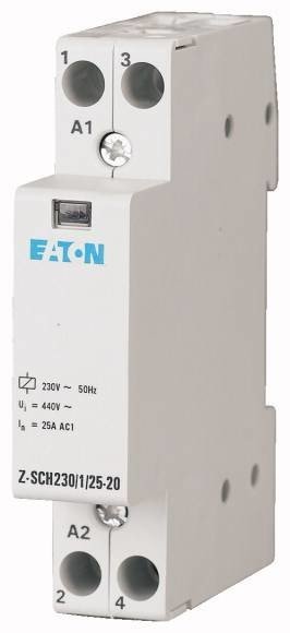 Eaton Z-SCH230/1/25-20 instalační stykač Jmenovité napětí: 230 V, 240 V Spínací proud (max.): 25 A 2 spínací kontakty 1 ks