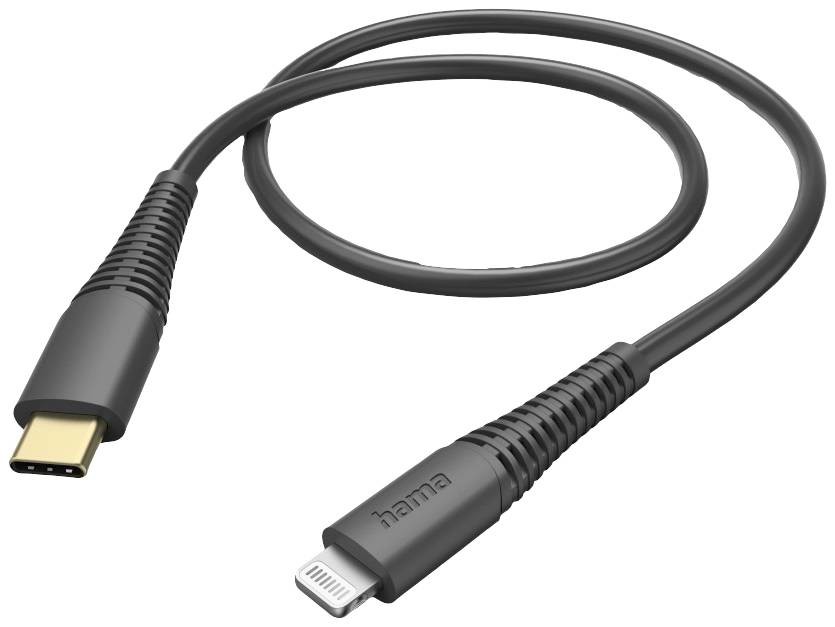 Hama Nabíjecí kabel USB USB 2.0 Apple Lightning konektor, USB-C ® zástrčka 1.5 m černá 00201602