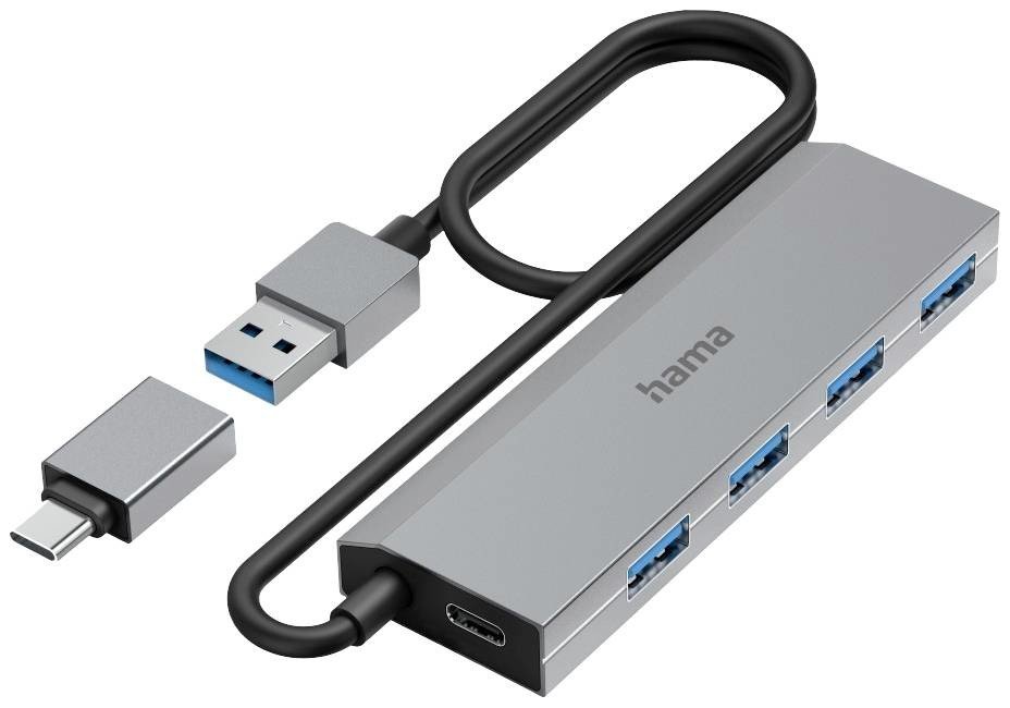 Hama 4 porty USB 3.0 hub s konektorem USB C šedá