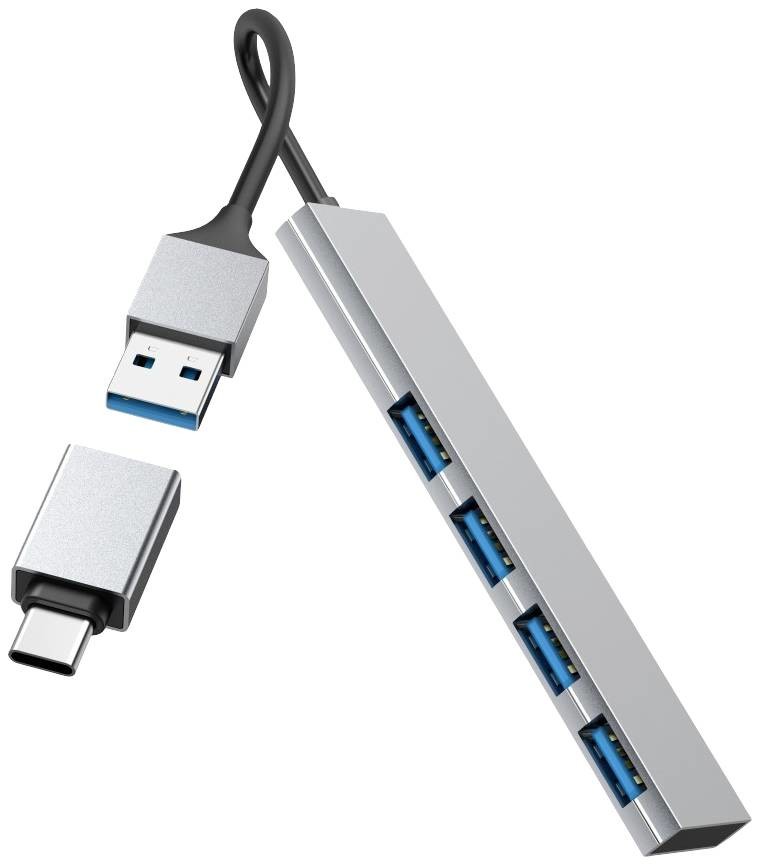 Hama Ultra Slim 4 porty USB 3.0 hub s konektorem USB C šedá