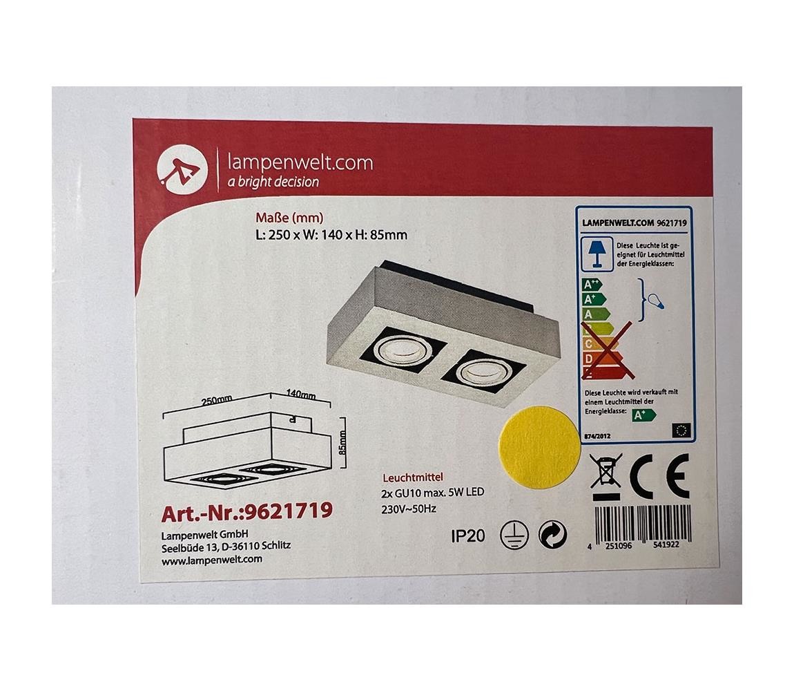 Lampenwelt Lampenwelt - Stropní svítidlo 2xGU10/5W/230V