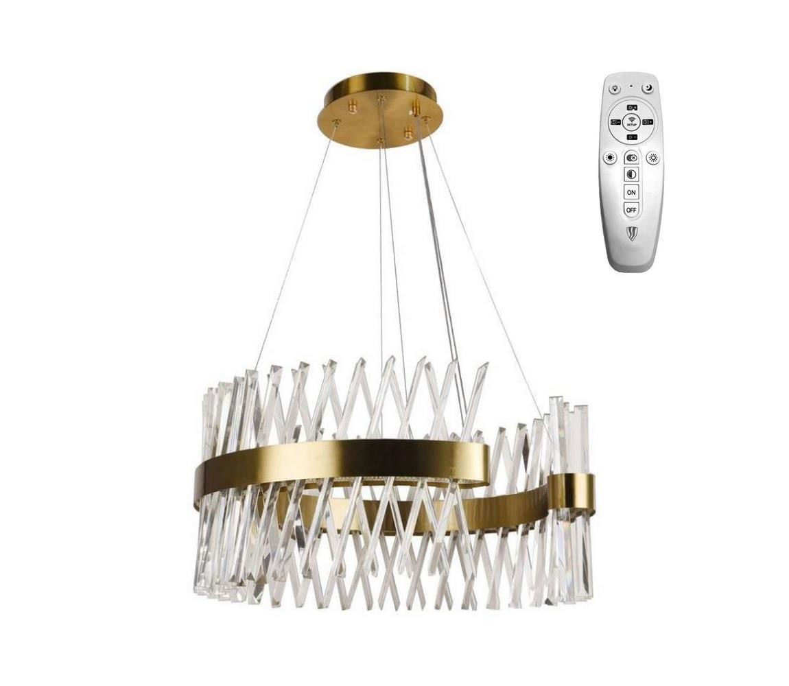 LED Stmívatelný lustr na lanku LED/130W/230V 3000-6500K zlatá + dálkové ovládání