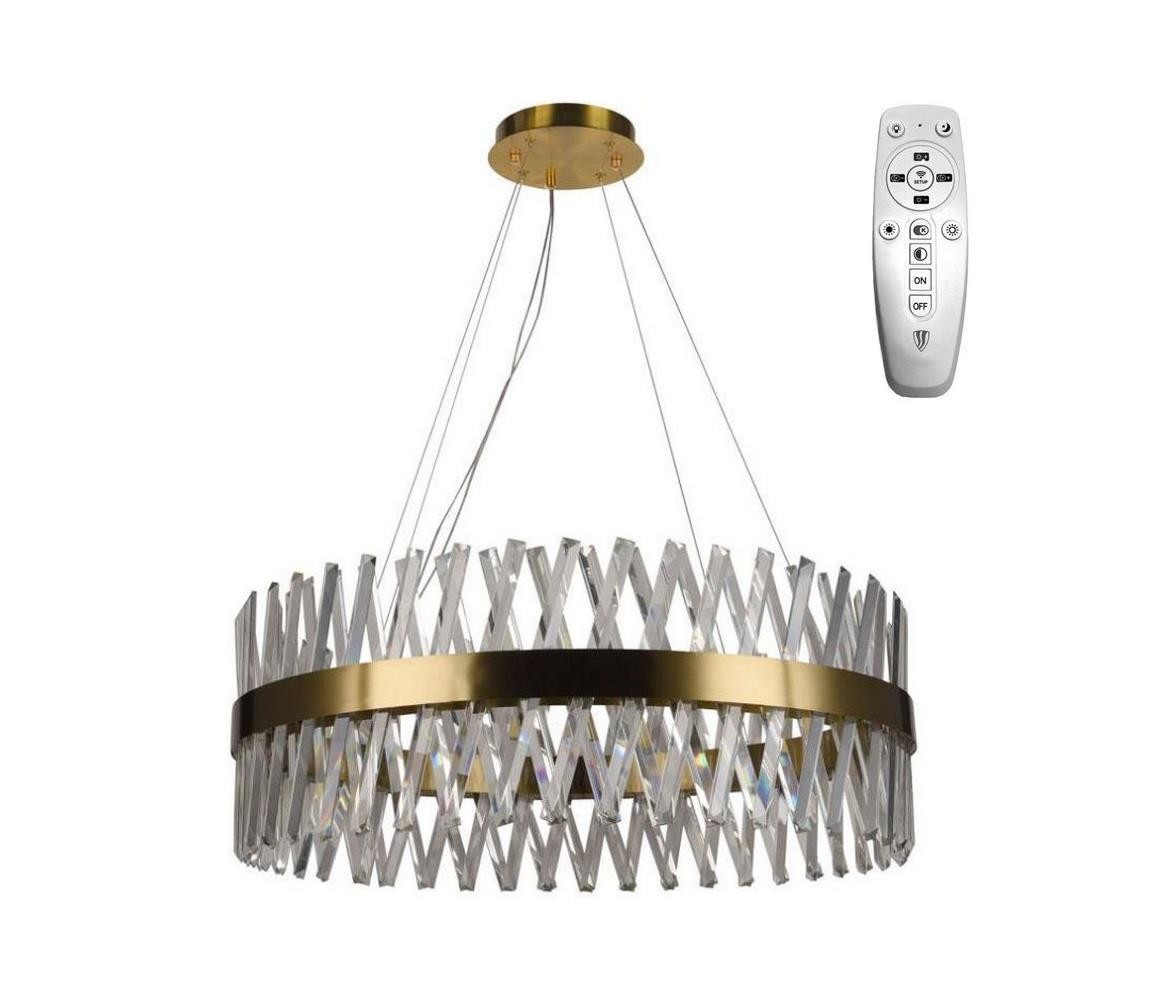 LED Stmívatelný lustr na lanku LED/110W/230V 3000-6500K zlatá + dálkové ovládání