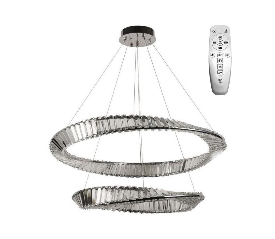 LED Stmívatelný lustr na lanku LED/90W/230V 3000-6500K chrom + dálkové ovládání