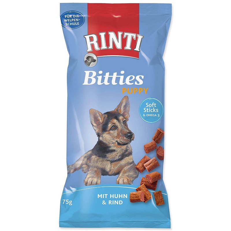 Pochoutka RINTI Extra Bitties Puppy kuře + hovězí - KARTON (16ks) 75 g