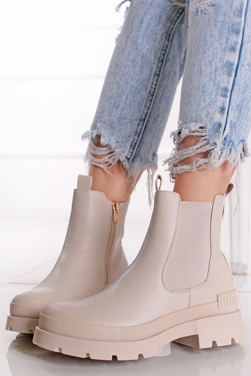Světle béžové kotníkové chelsea kozačky141535