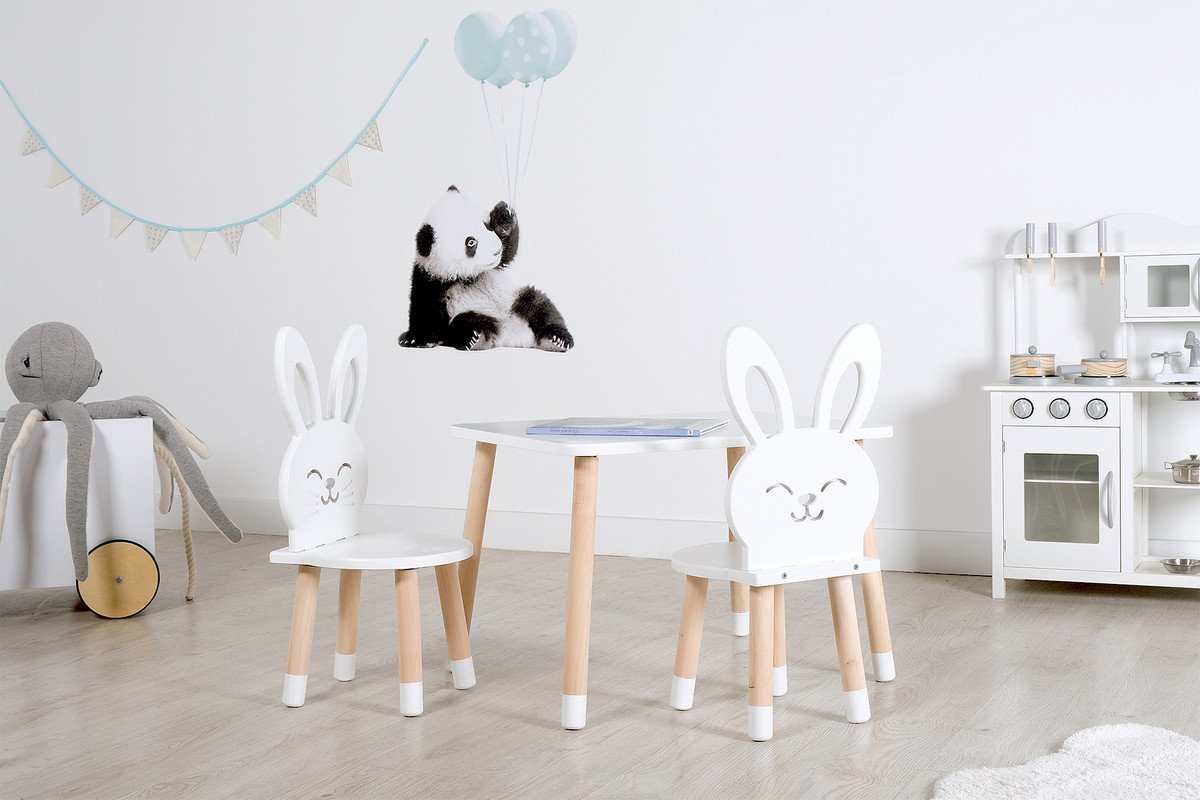 Dětský stůl s židlemi - Králík - bílý Kids table set - Rabbit set - 1x stůl + 2x židle