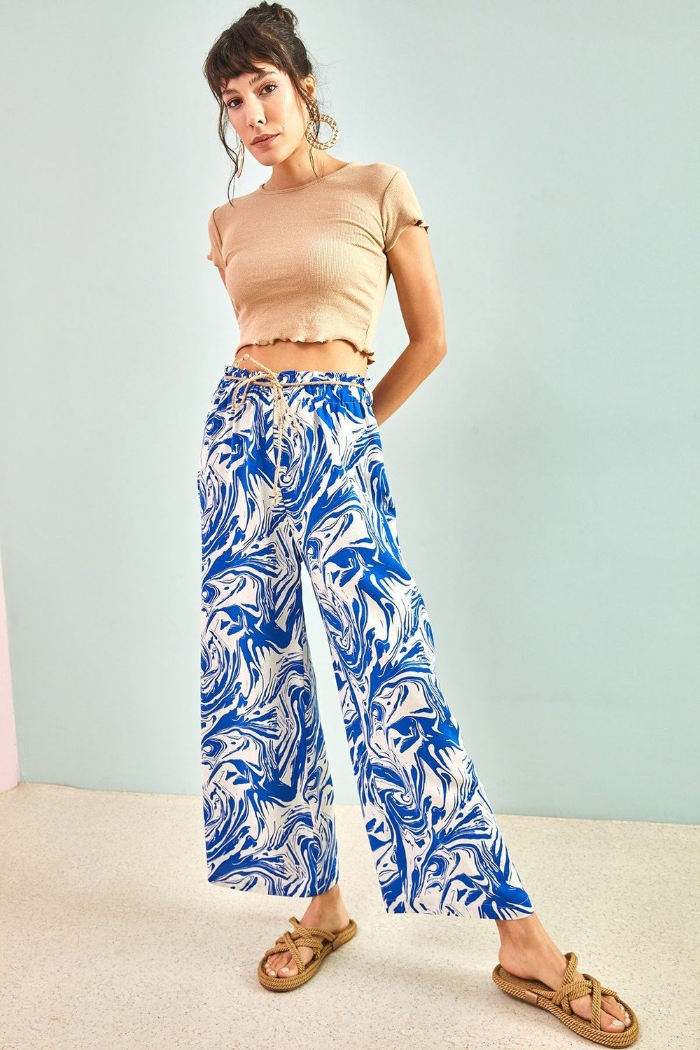 Bianco Lucci Pants - Blau - Wide leg