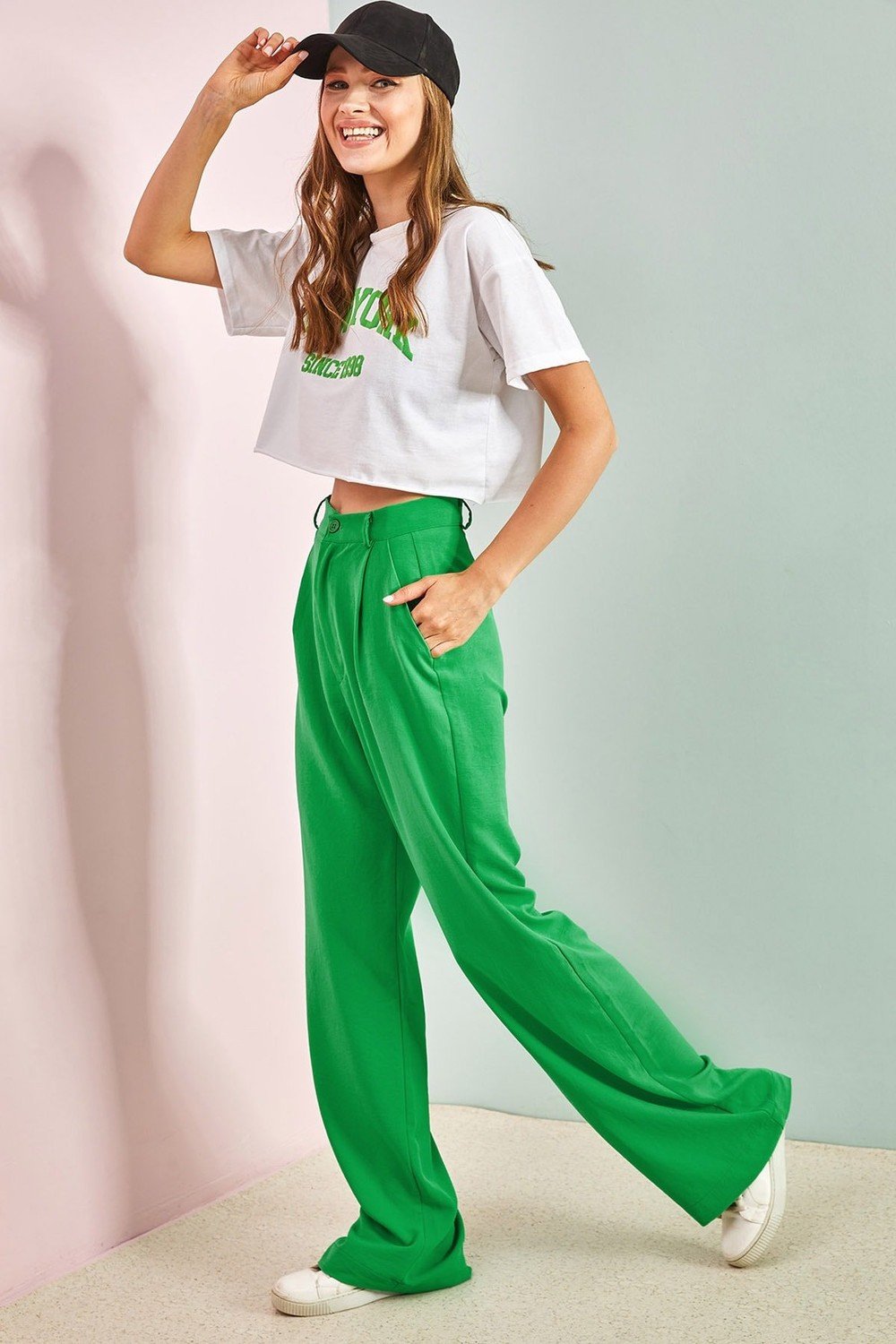 Bianco Lucci Pants - Grün - Wide leg