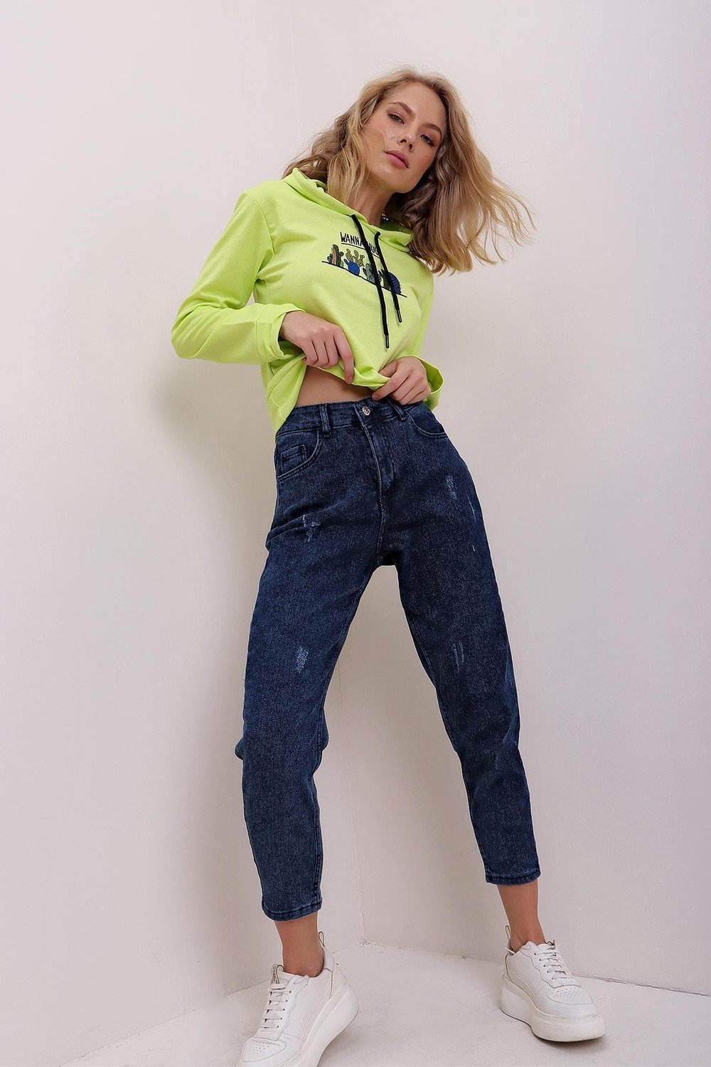 Trend Alaçatı Stili Jeans - Dark blue - Mom