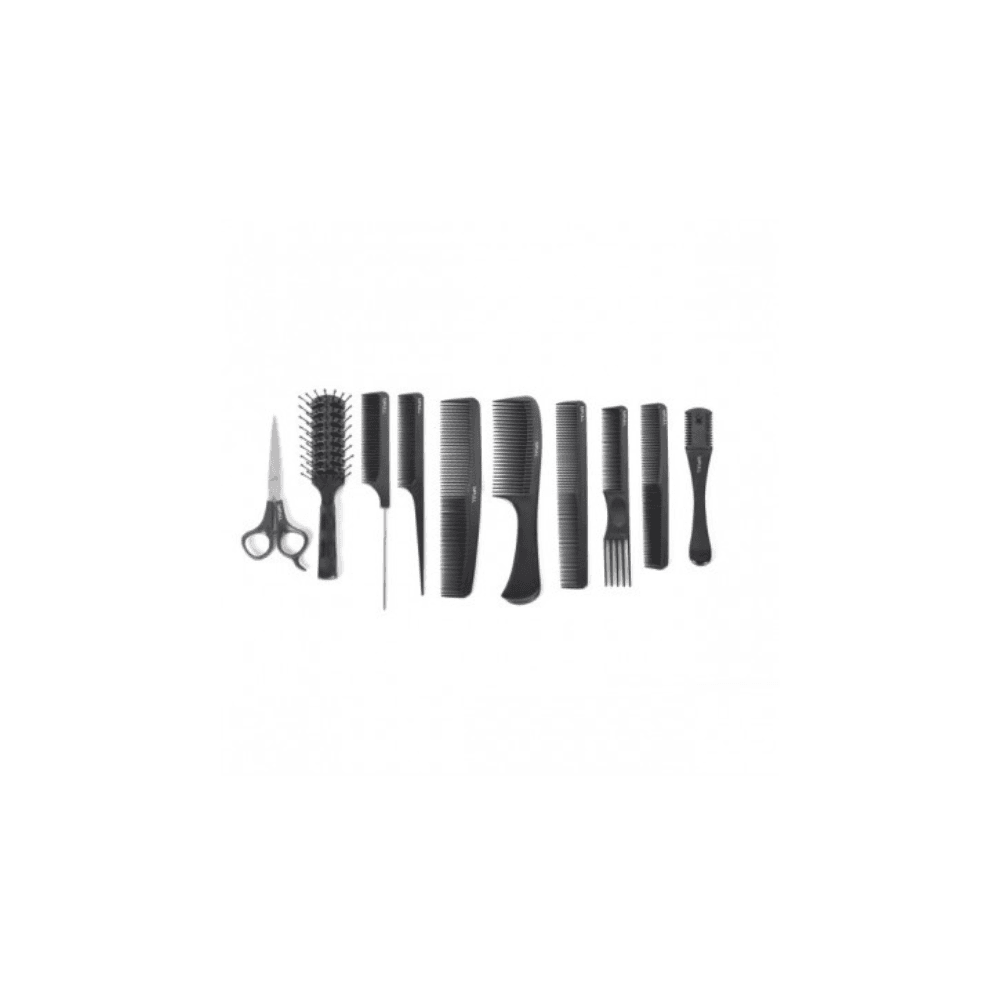 BIFULL BIFULL Set of 8 Combs, Scissors, Razor and Case Black