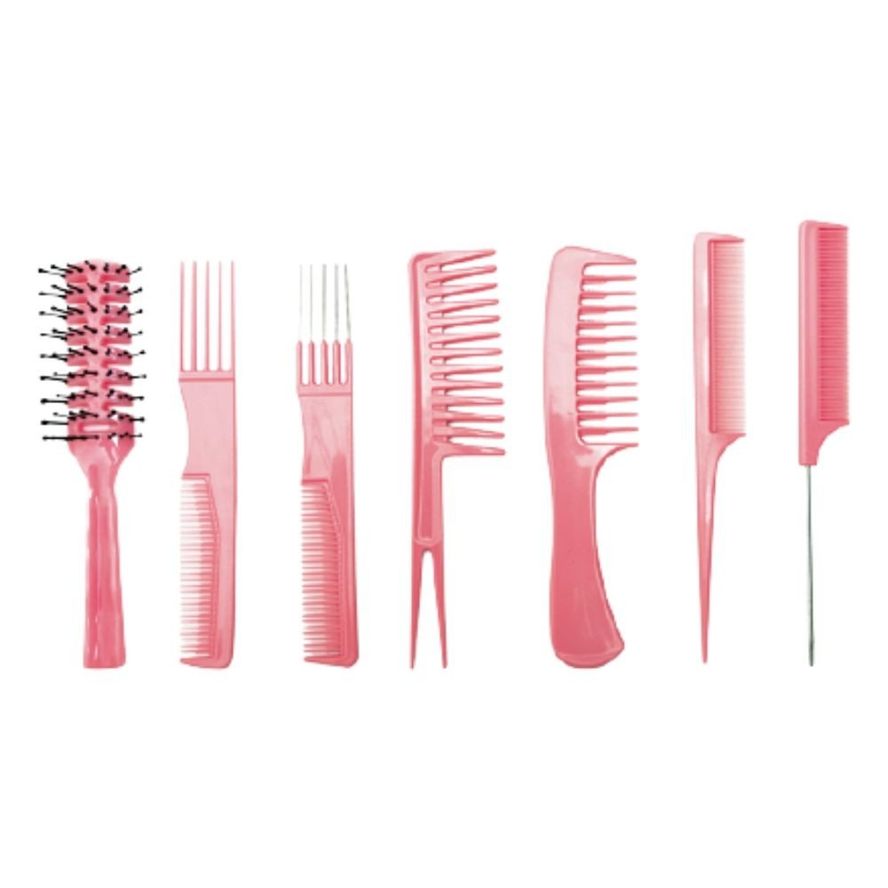 BIFULL Bifull Set of 7 Pink Combs With Case