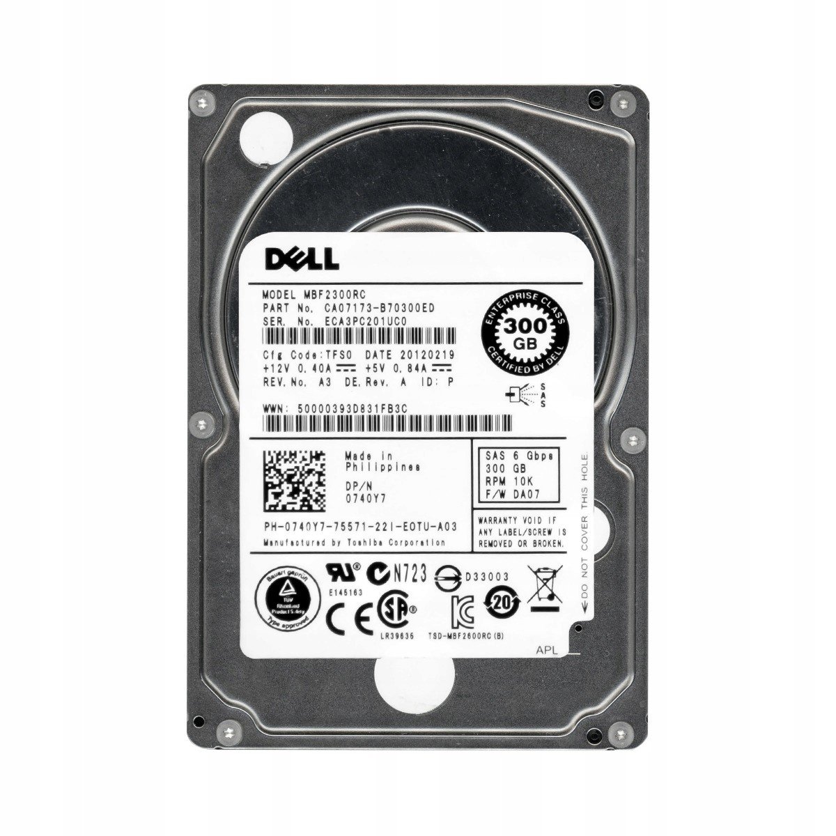 Dell 0740Y7 300GB 10K 16MB SAS-2 2.5'' MBF2300RC