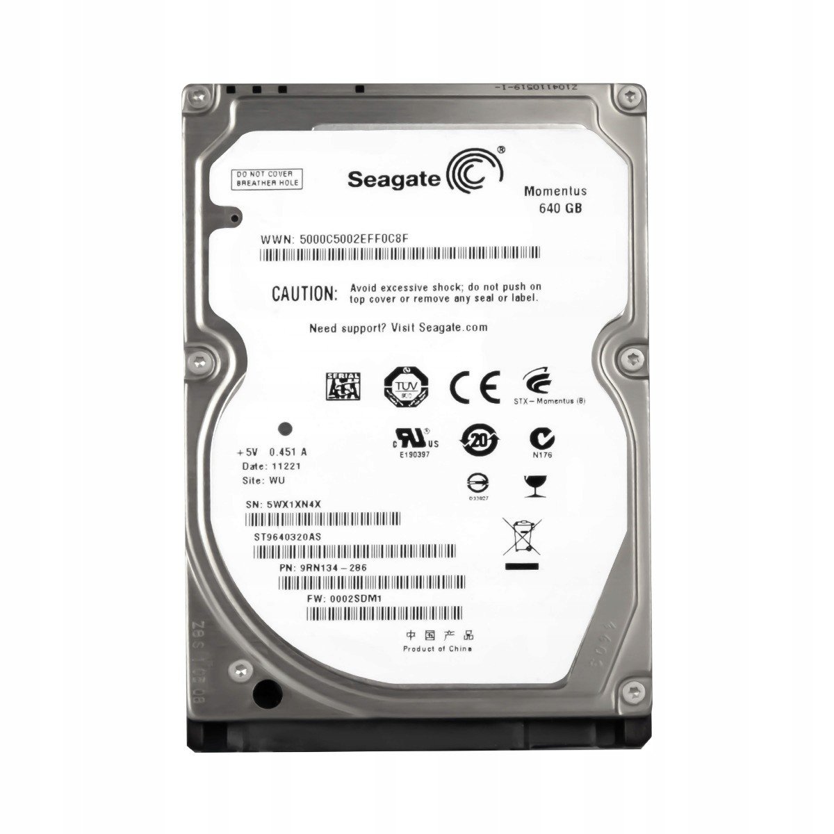 Seagate 640GB 5.4k 8MB Sata II 2.5'' ST9640320AS