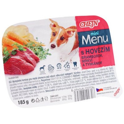 Chejn mini MENU s hovězím, bramborem, mrkví a tymiánem 185 g