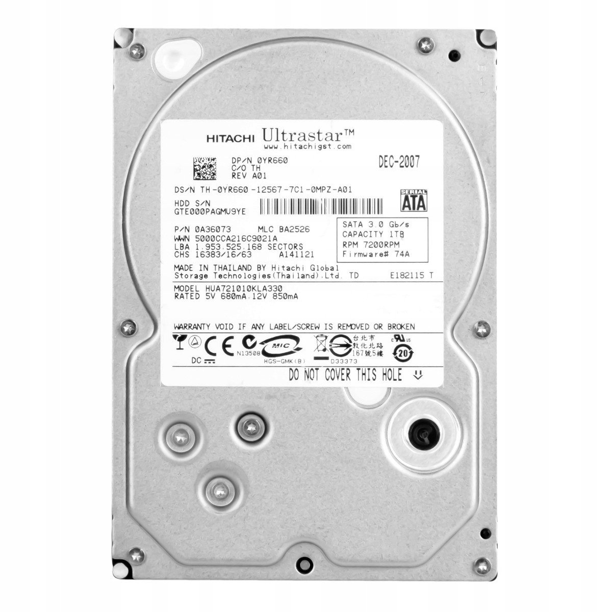 Dell 0YR660 1TB 7.2K Sata II 3.5'' HUA721010KLA330