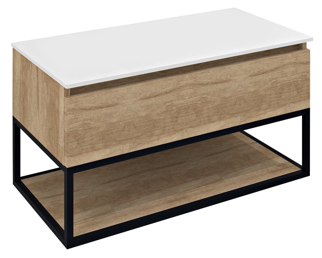 Sapho SKARA umyvadlová skříňka 90x50x45cm, černá mat/dub alabama